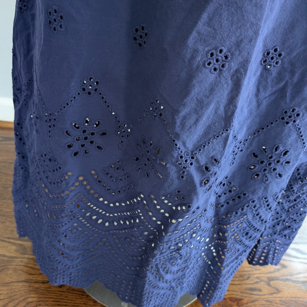 Women's Philosophy Navy Lace Eyelet Trim Bottom Midi Skirt Medium - Picture 4 of 6